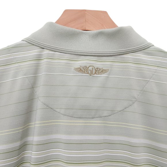 Straight Down Golf Polo Shirt 1/4 Button Striped Slits Green Mens Size XL - Picture 4 of 10